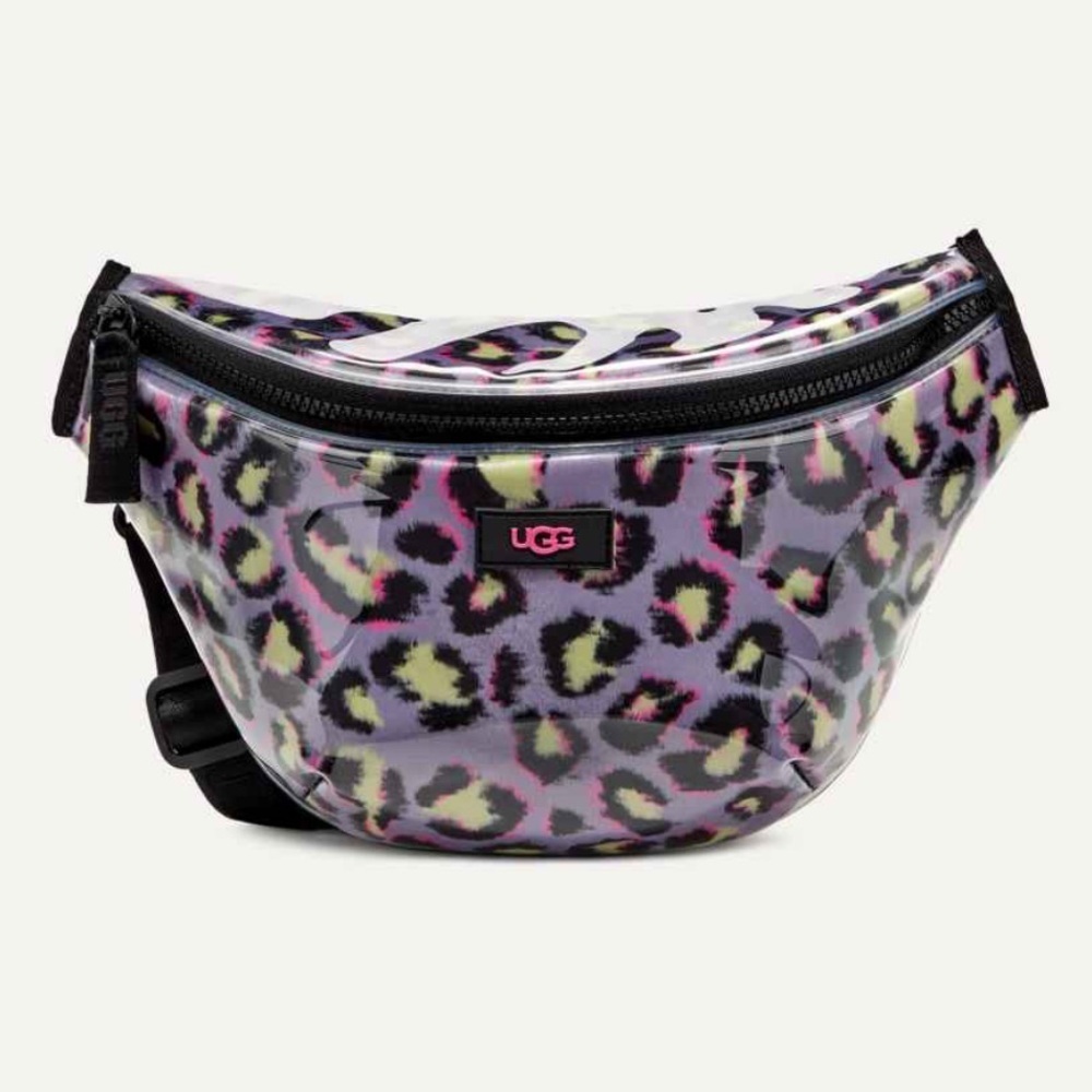 New UGG Nasha Clear Crossbody Belt Bag Fanny Pack Purple Pink Cheetah - Picture 2 of 11